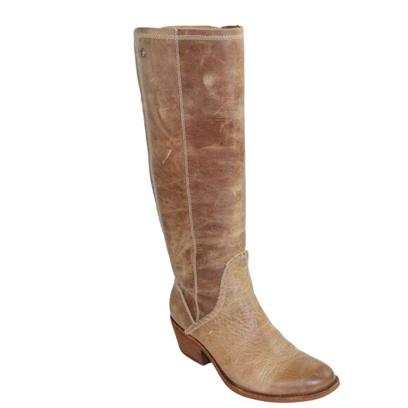 Sofft Anniston Light Taupe Vintage Distressed Leather Tall Side Zipper Boot SZ 9 - Picture 6 of 12